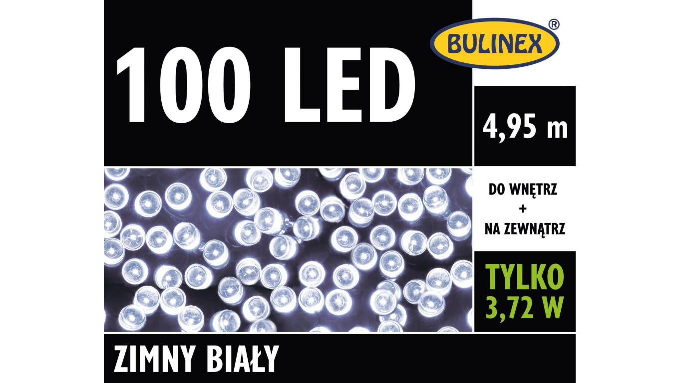 Lampki Bulinex 100led białe zimne 4 95m sznur