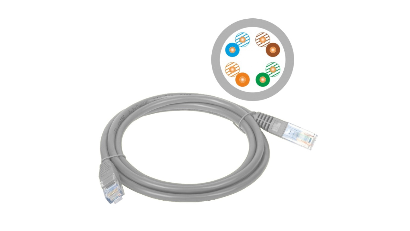 Patchcord UTP kat.6 kabel sieciowy LAN 2x RJ45 linka szary 5m Alantec