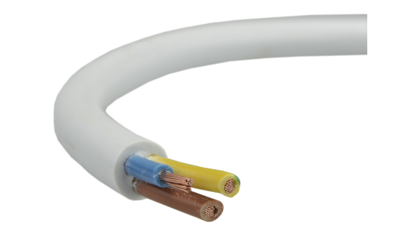 Przewód prądowy H03VV-F / OMY 300V 3x0,75 biały linka Mercor /50m/
