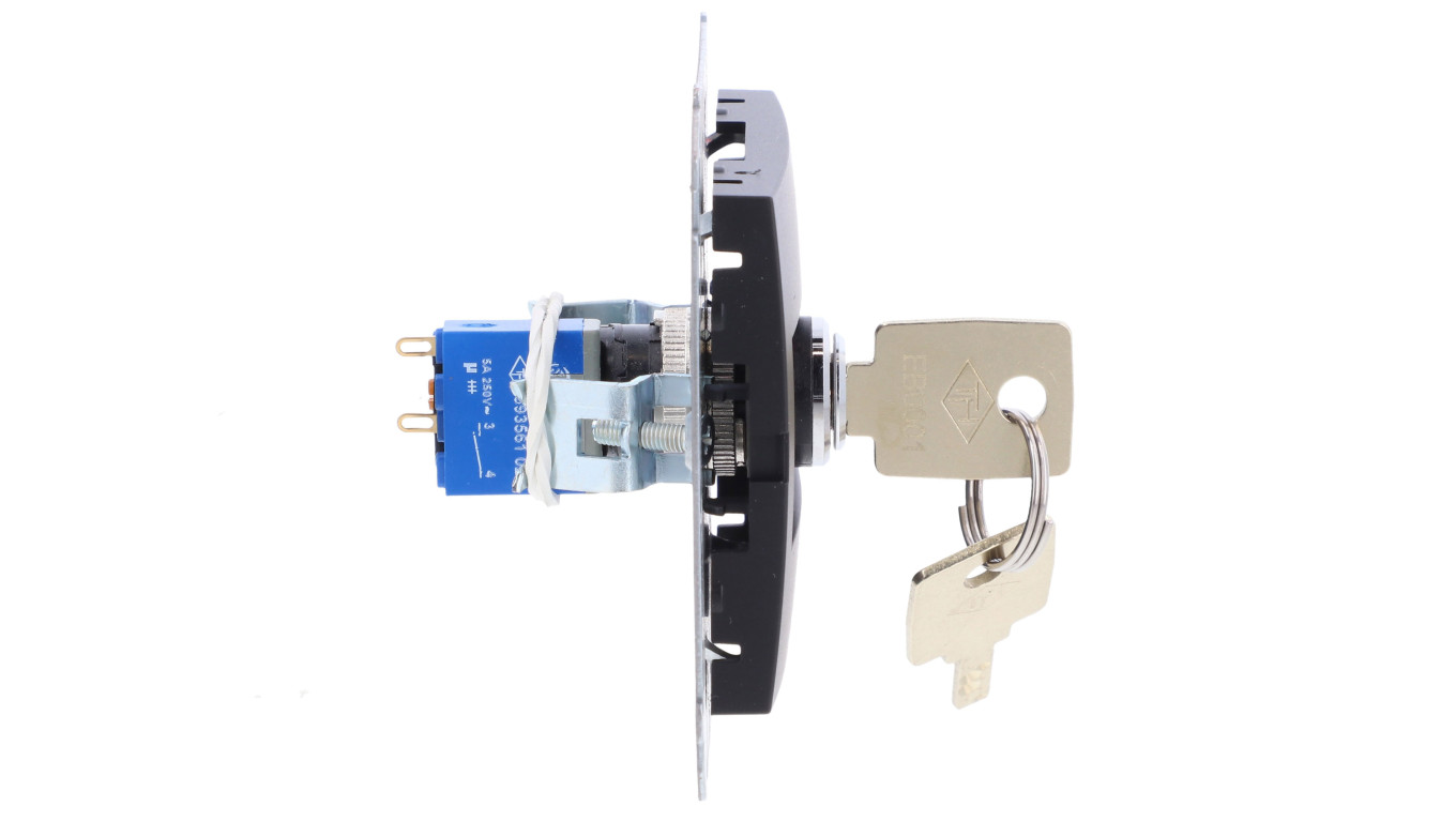 Simon 54 Łącznik na kluczyk jednobieg. (moduł) 2 poz. 0-I styk N/O 5A 250V wyjęcie klucza w każdej pozycji czarny mat DW1K.01/49