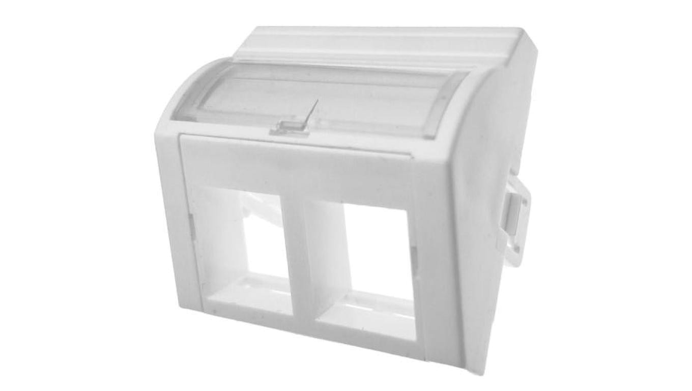 Adapter keystone podwójny wypukły kątowy 2M 45x45 (+ pole opisowe) biały Alantec