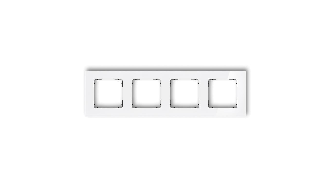 ICON Ramka uniwersalna poczwórna kwadratowa - efekt szkła (ramka: biała spód: czarny) 0-12-IRSK-4