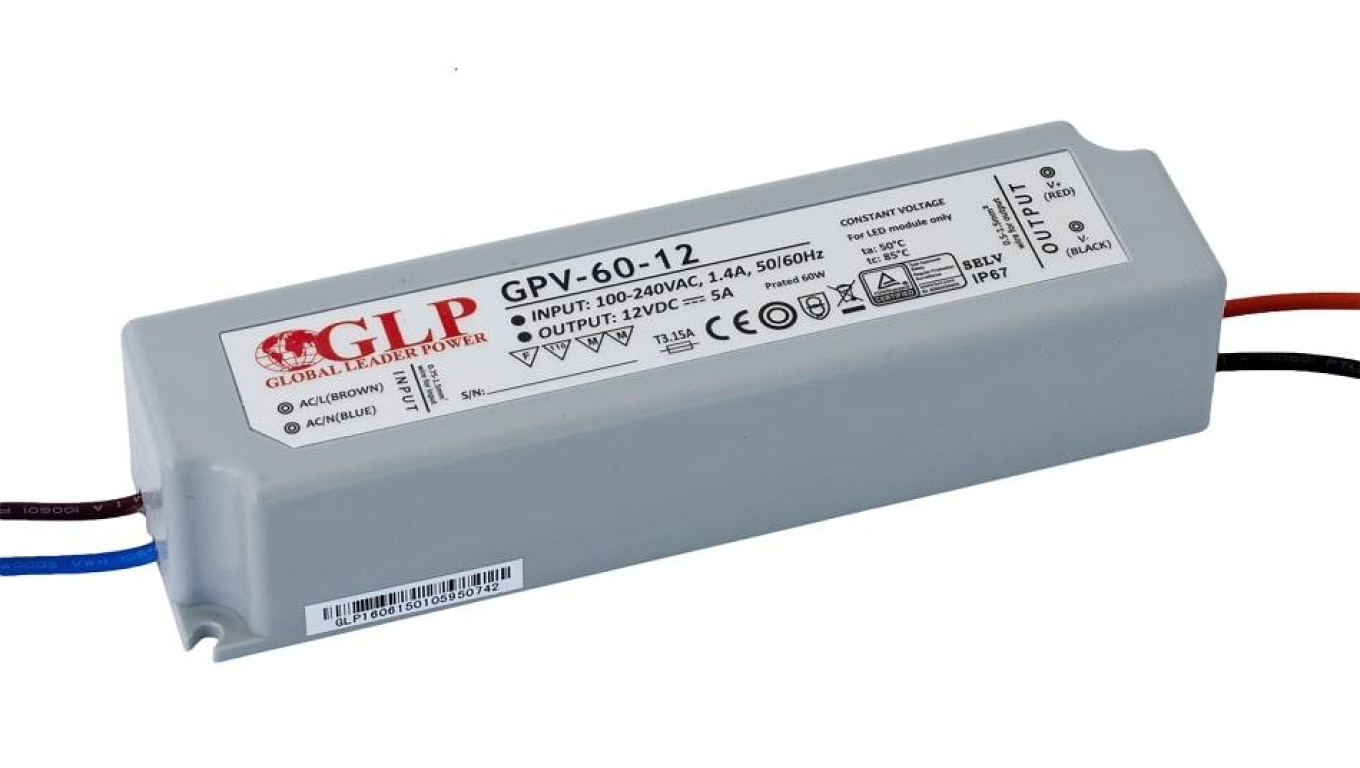 GPV-60-5 Zasilacz impulsowy do LED 60W 5V/8A, IP67 hermetyczny