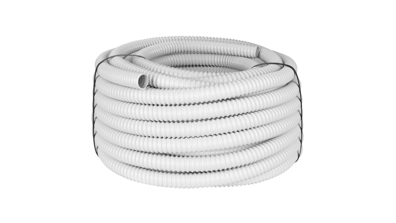 Rura karbowana elektroinstalacyjna GUS (RSF) 32mm wzmocniona spiralą giętka samogasnąca peszel elastyczny 320N PVC UV szara 30m