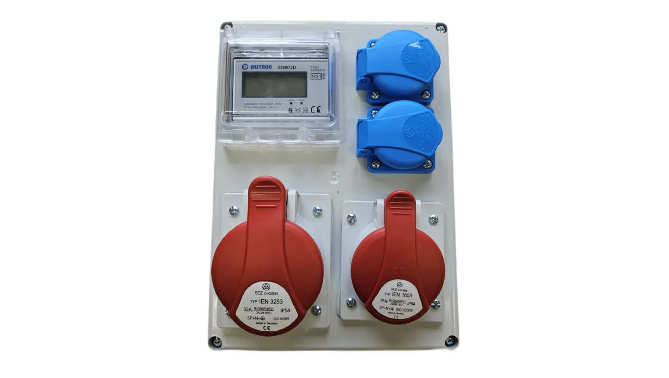 Rozdzielnica elektryczna CEE 32A 16A 2x230V z licznikiem prądu LCD 98H-1