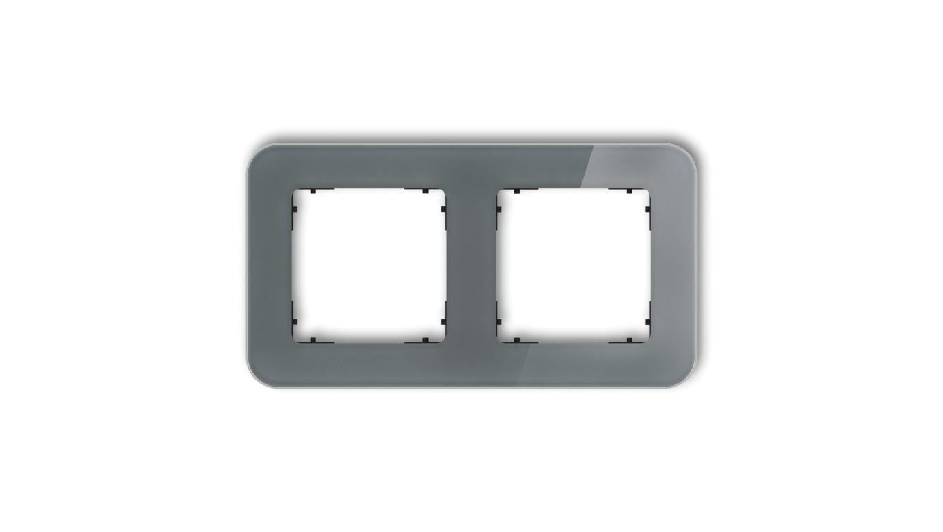 ICON Ramka uniwersalna podwójna zaokrąglona - efekt szkła (ramka: grafitowa spód: czarny) 28-12-IRSZ-2