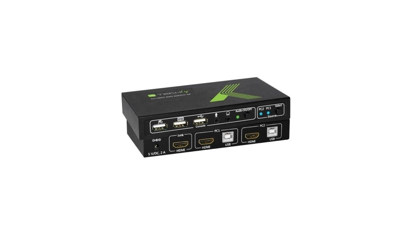 Przełącznik KVM HDMI/USB 2x1 z Audio 4K*60Hz Techly