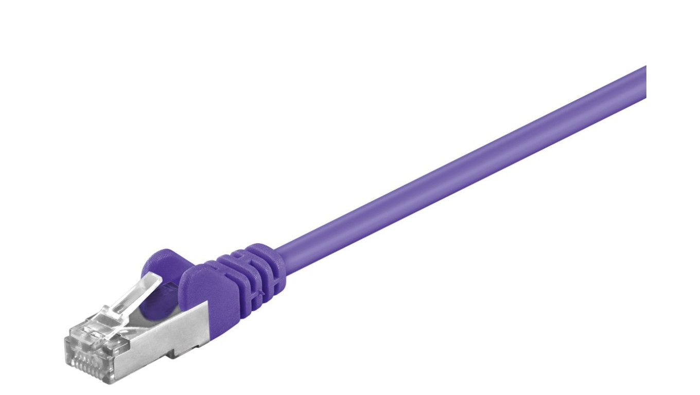 CAT 5e Kabel łączący, SF/UTP, Fioletowy - Długość kabla 0.5 m
