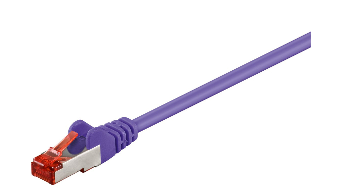 CAT 6 Kabel łączący, S/FTP (PiMF), Fioletowy - Długość kabla 0.5 m