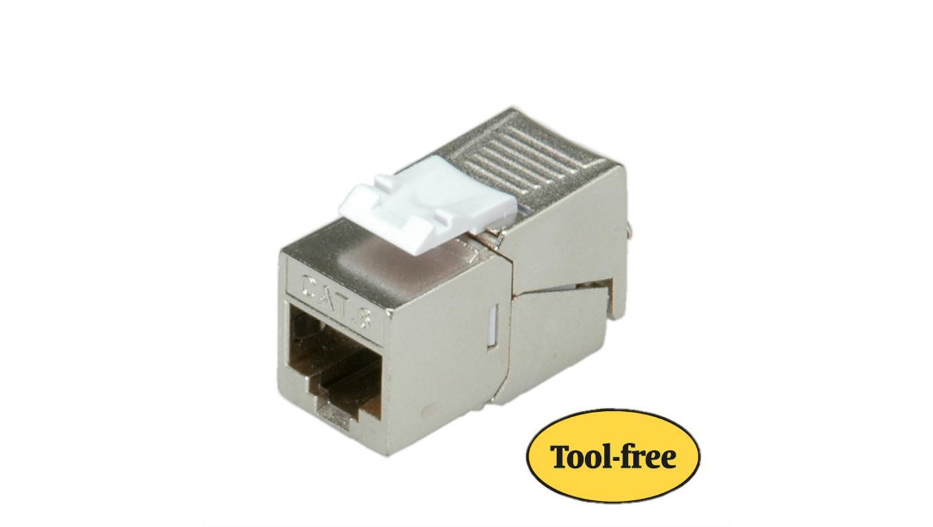 ROLINE Cat.6 (klasa E)/Keystone, RJ-45, ekranowany, beznarzędziowy, kompaktowy, kolor srebrny