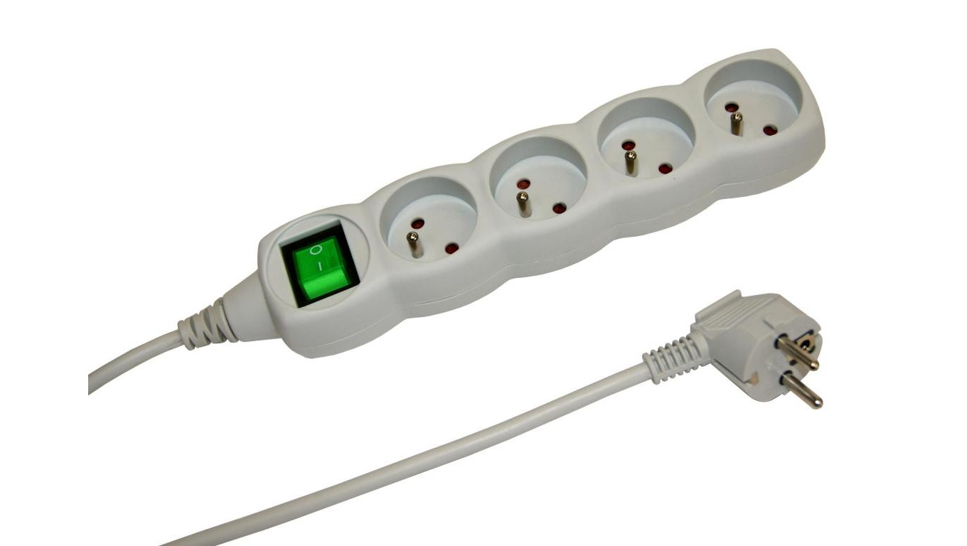 Przedłużacz 4-gniazdowy, 3m szary, z wyłącznikiem, 3x1,0mm OWY / 24201