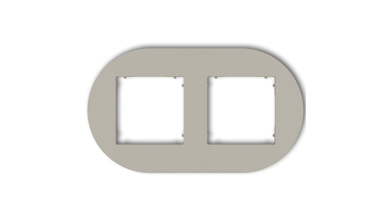 MINI Ramka uniwersalna podwójna okrągła z tworzywa taupe 60MRTO-2