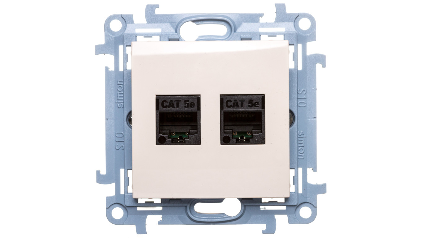 Simon 10 Gniazdo komputerowe podwójne 2xRJ45 kat.5e kremowe C52.01/41