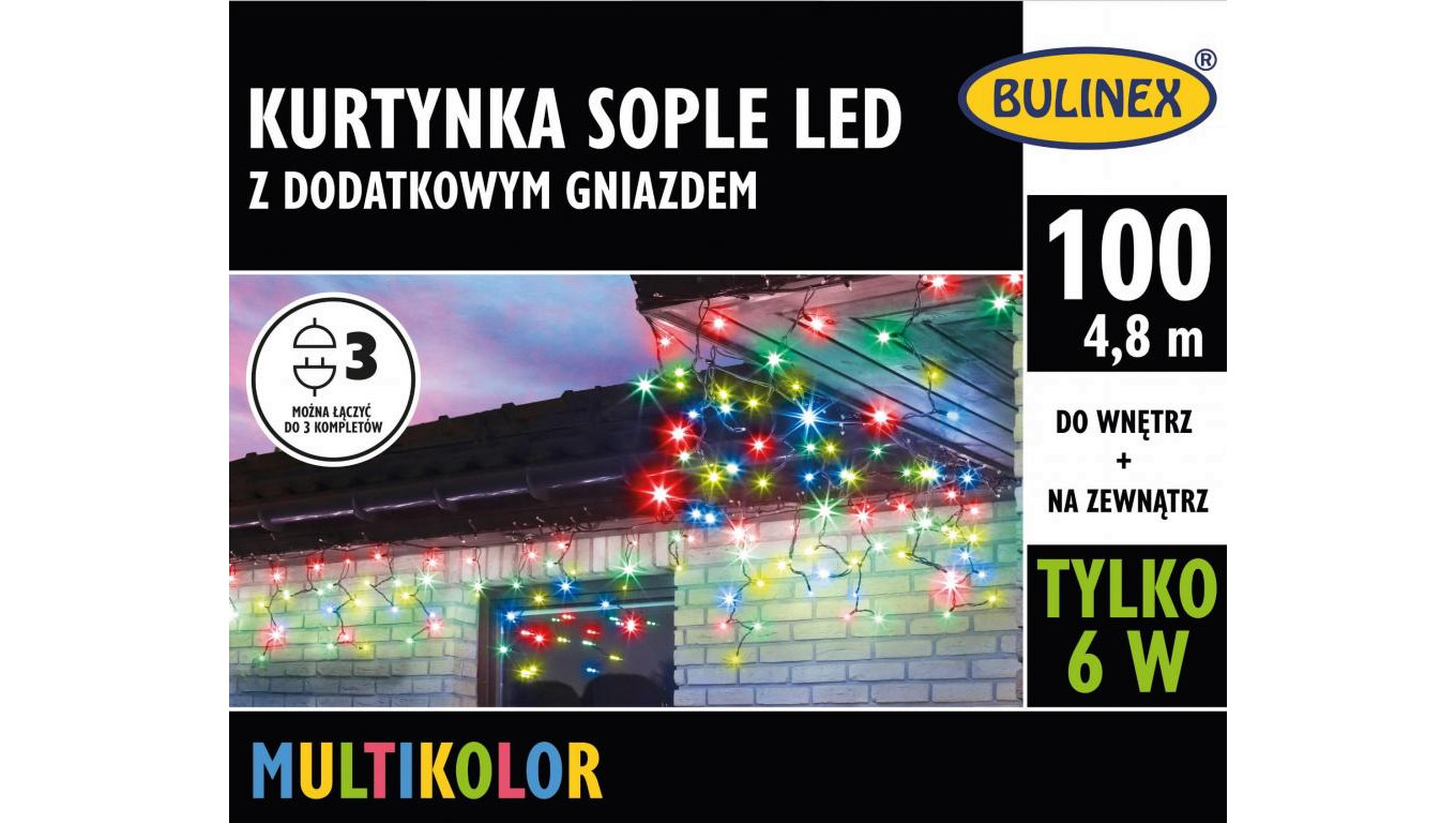 Lampki Bulinex 100led multikolor 4,80m kurtyna