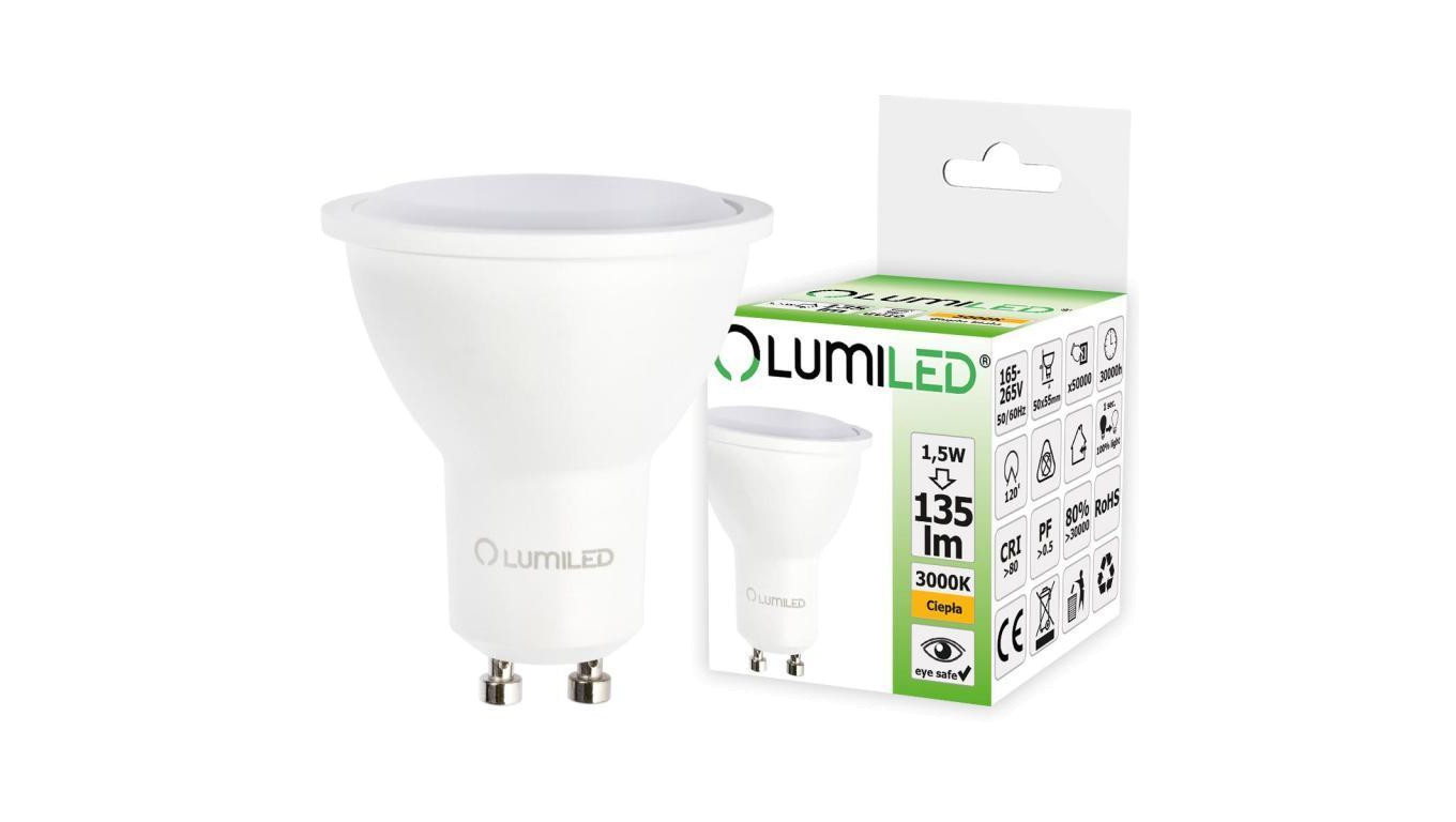 Żarówka LED GU10 1,5W = 15W 135lm 3000K Ciepła 120 LUMILED