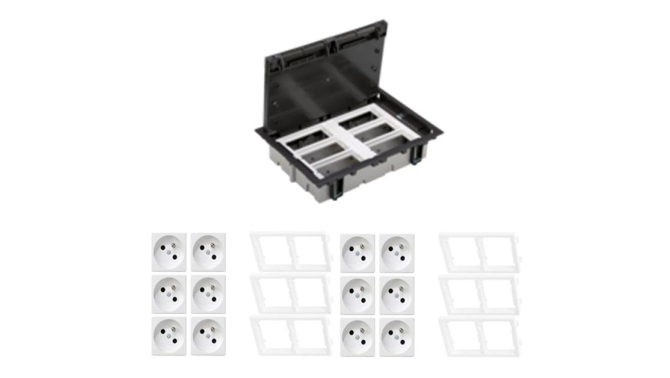 KONTAKT SIMON FLOOR BOX puszka podłogowa 12x gniazdo pojedyncze z/u do podłóg technicznych ( podniesionych )