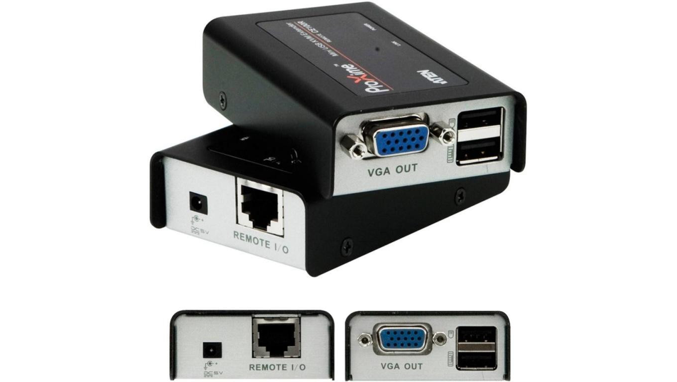 ATEN Przedłużacz KVM 100m VGA+USB na kabel LAN kat.5e (skrętkę) Konwerter aktywny VGA + 2xUSB - LAN - VGA + USB typ B Komplet