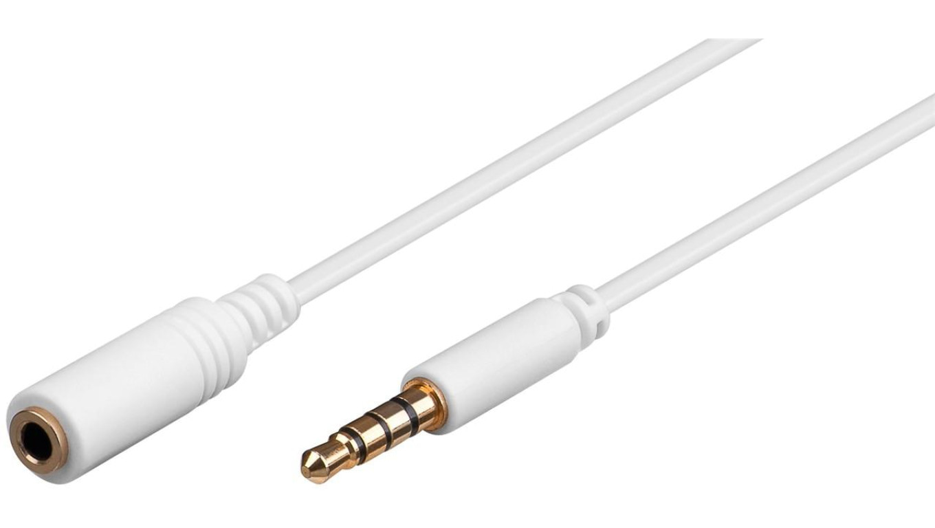 Przedłużacz do słuchawek i audio AUX, 4-pinowy 3,5 mm cienki, CU - Długość kabla 2 m