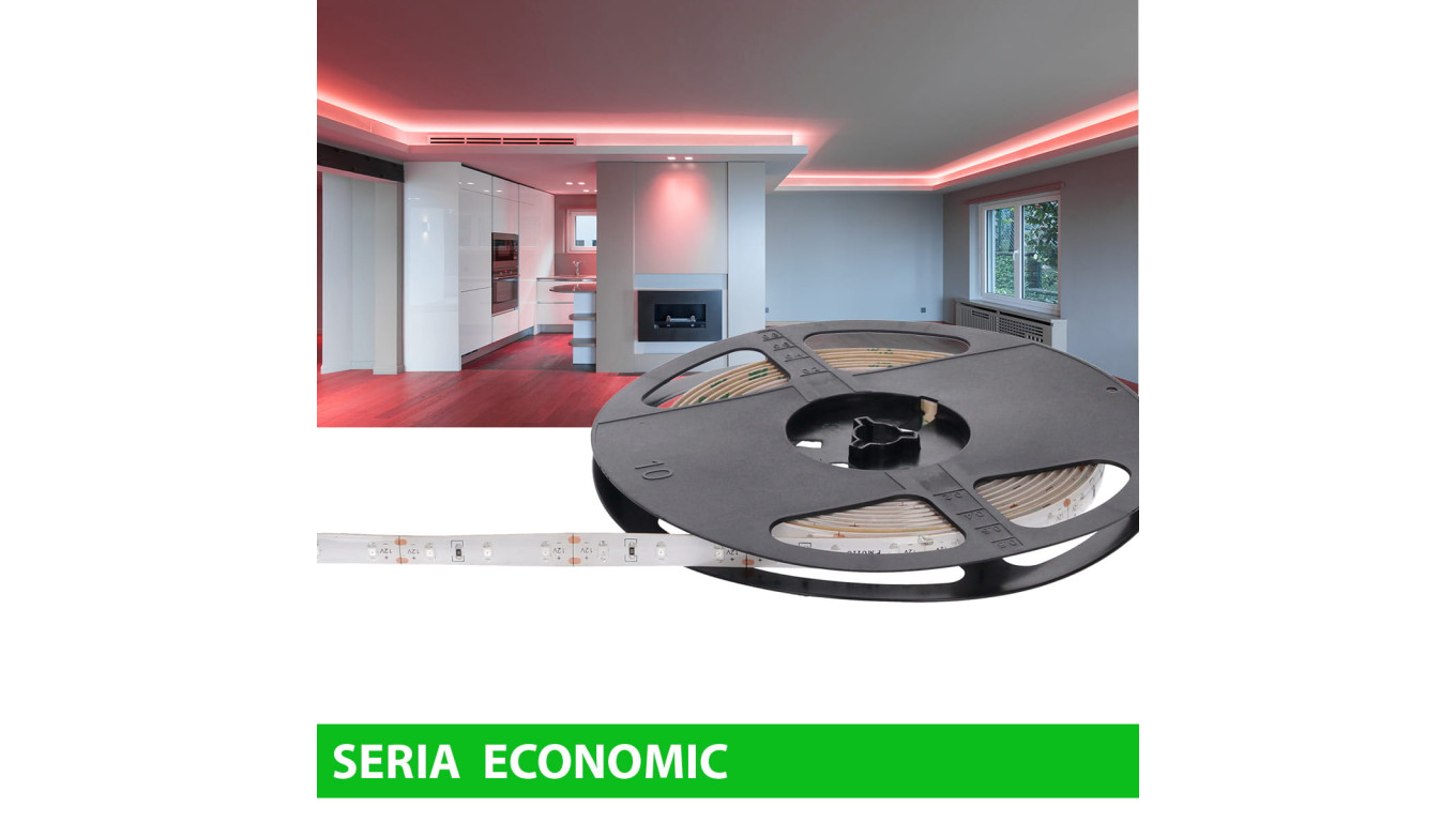 Taśma Led wodoodporna 12V 60W 300led czerwona mocna rolka 5m