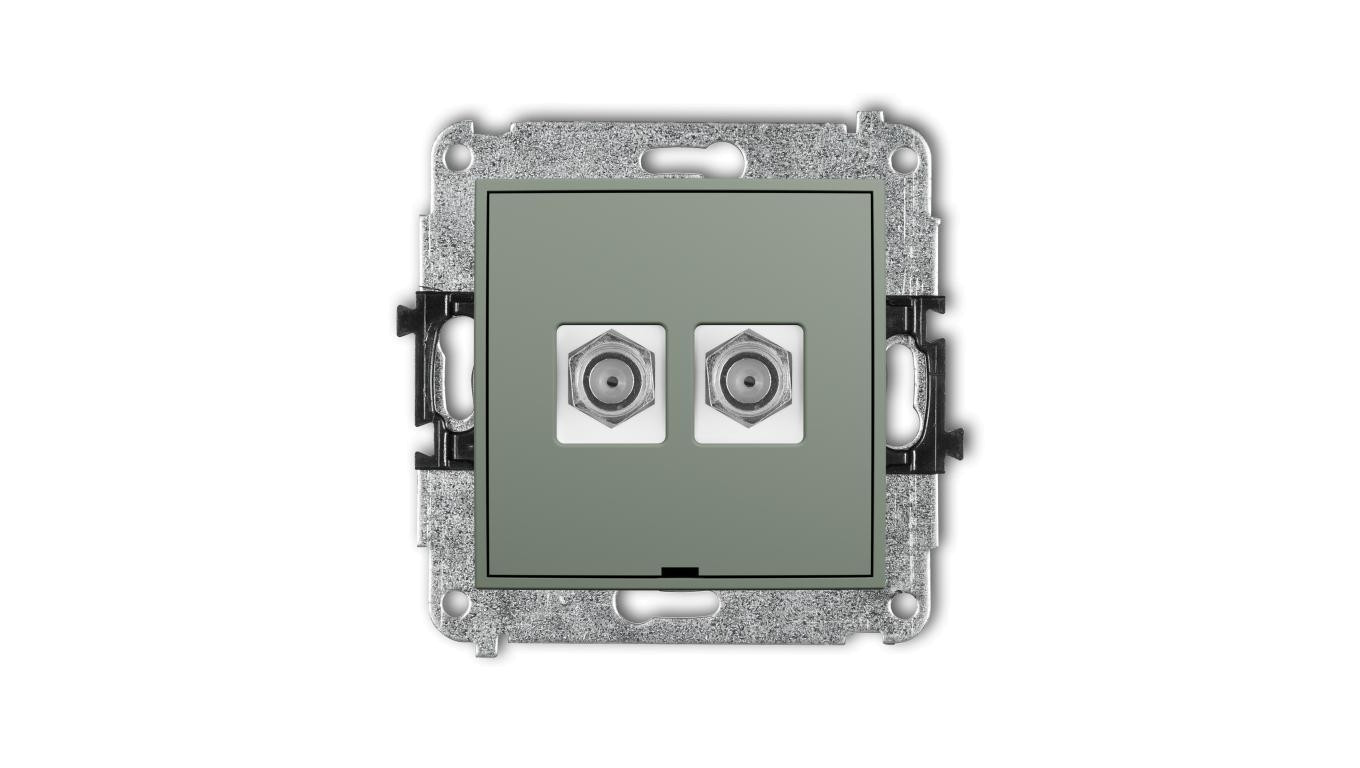 MINI Mechanizm gniazda antenowego podwójnego typu F (SAT) niklowany, bez pola opisowego szałwiowy 61MGFBO-2