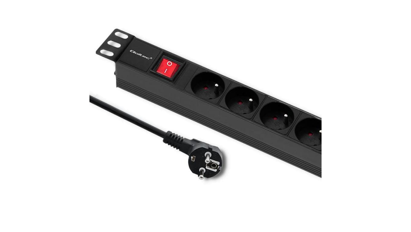Qoltec Listwa zasilająca PDU do RACK 19 1U 16A 6xFRENCH 2m