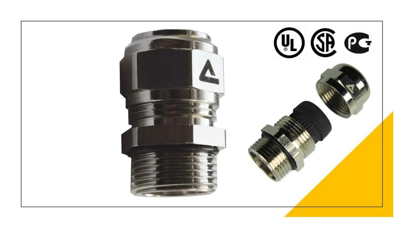 Dławnica kablowa mosiężna M25x1,5 IP68 UL dla kabla 10,5 - 17 mm 736.725.1