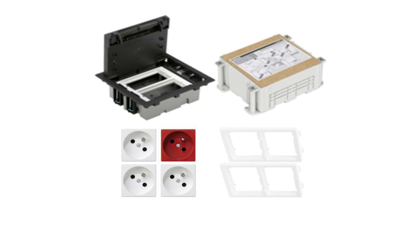 KONTAKT SIMON FLOOR BOX puszka podłogowa 3x gniazdo pojedyncze z/u + 1x gniazdo DATA z/u + kaseta do wylewki