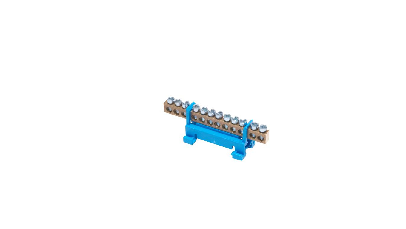 Listwa zaciskowa na szynę N12 neutralna 12-torowa 16mm² 400V AC 63A niebieska 81701003