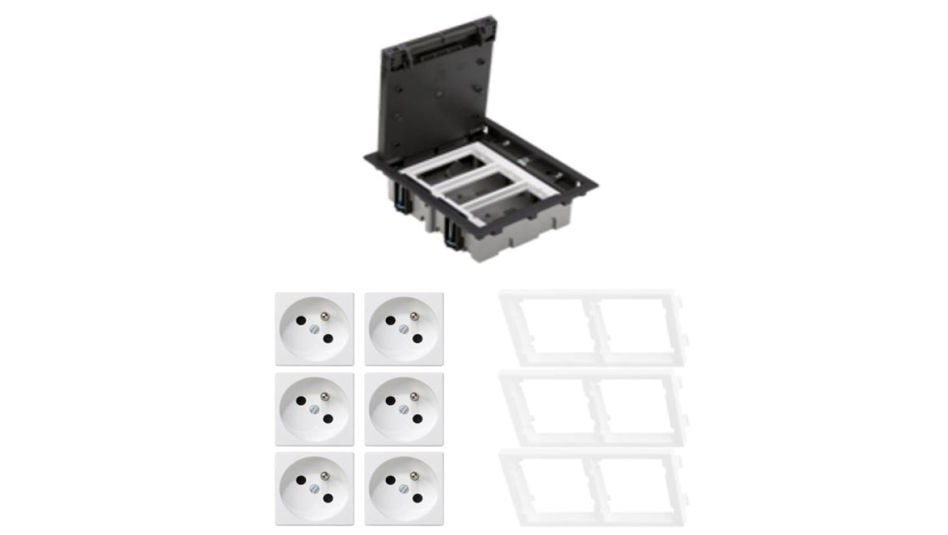 KONTAKT SIMON FLOOR BOX puszka podłogowa 6x gniazdo pojedyncze z/u do podłóg technicznych ( podniesionych )