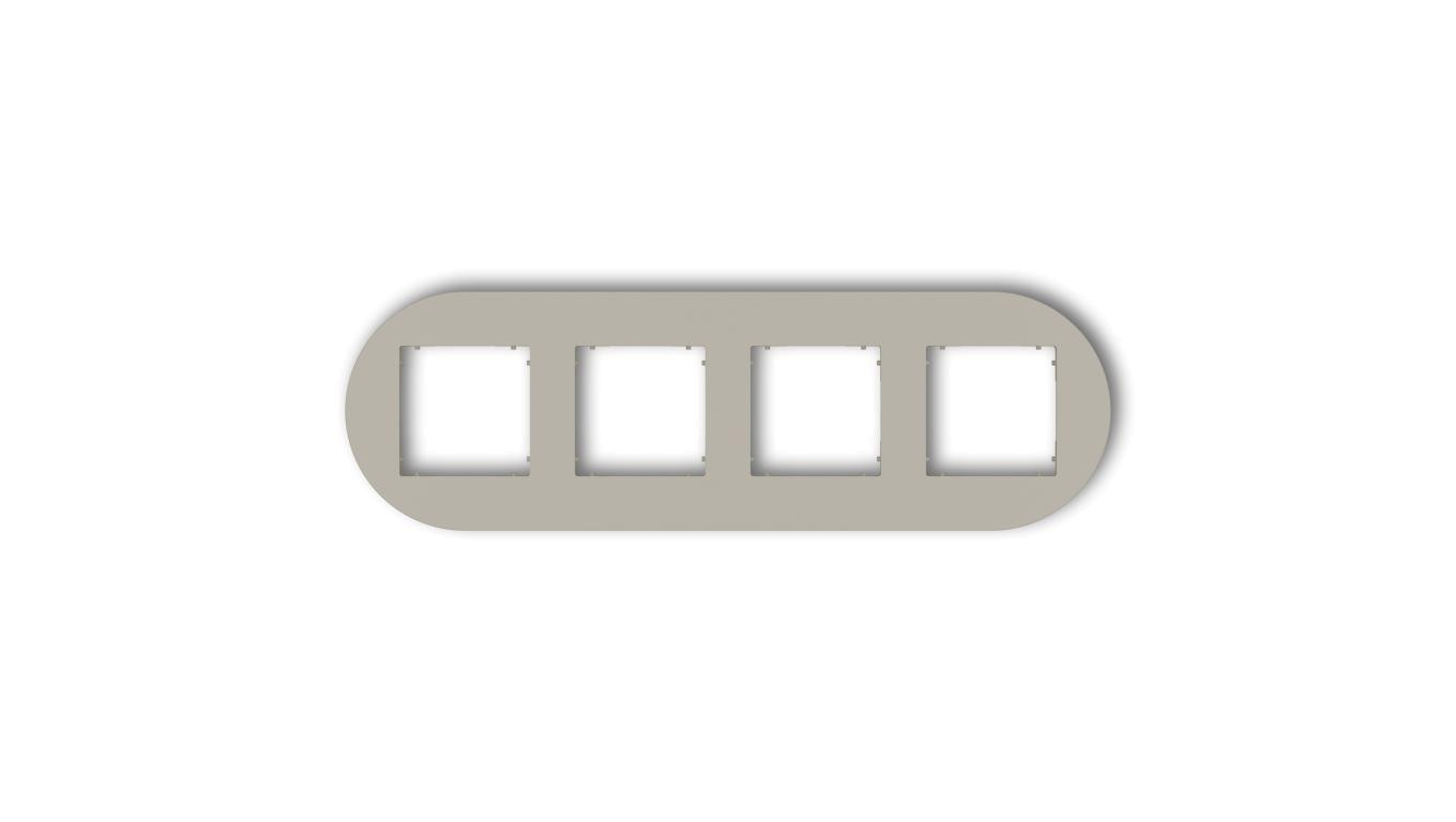 MINI Ramka uniwersalna poczwórna okrągła z tworzywa taupe 60MRTO-4