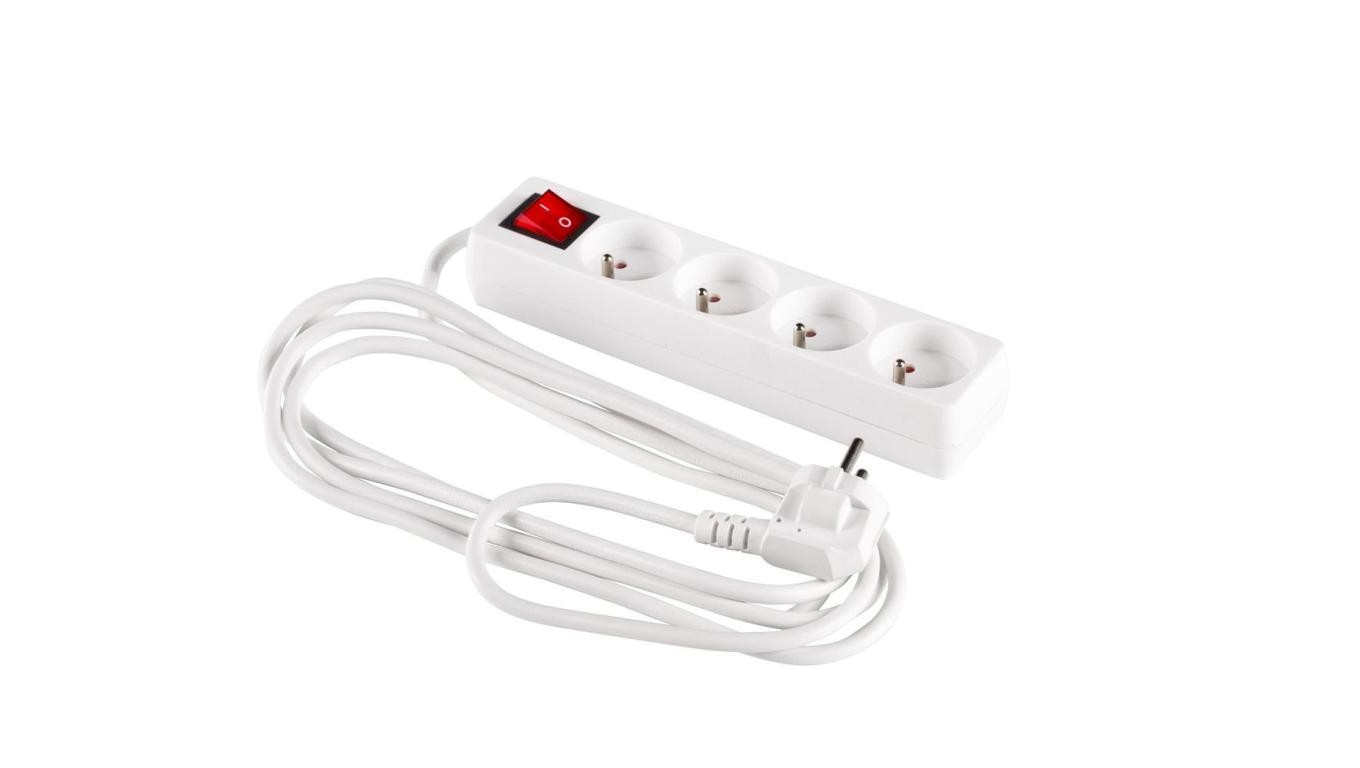 Przedłużacz z wyłącznikiem 4-gniazda z/u 3m /H05VV-F 3G1/ biały PM-ZW-4G-30