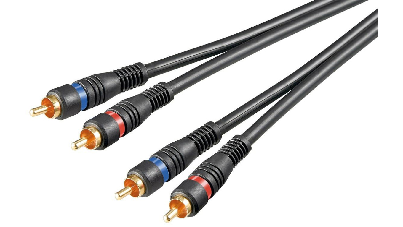 Kabel łączący stereo 2 x cinch, podwójnie ekranowany - Długość kabla 10 m