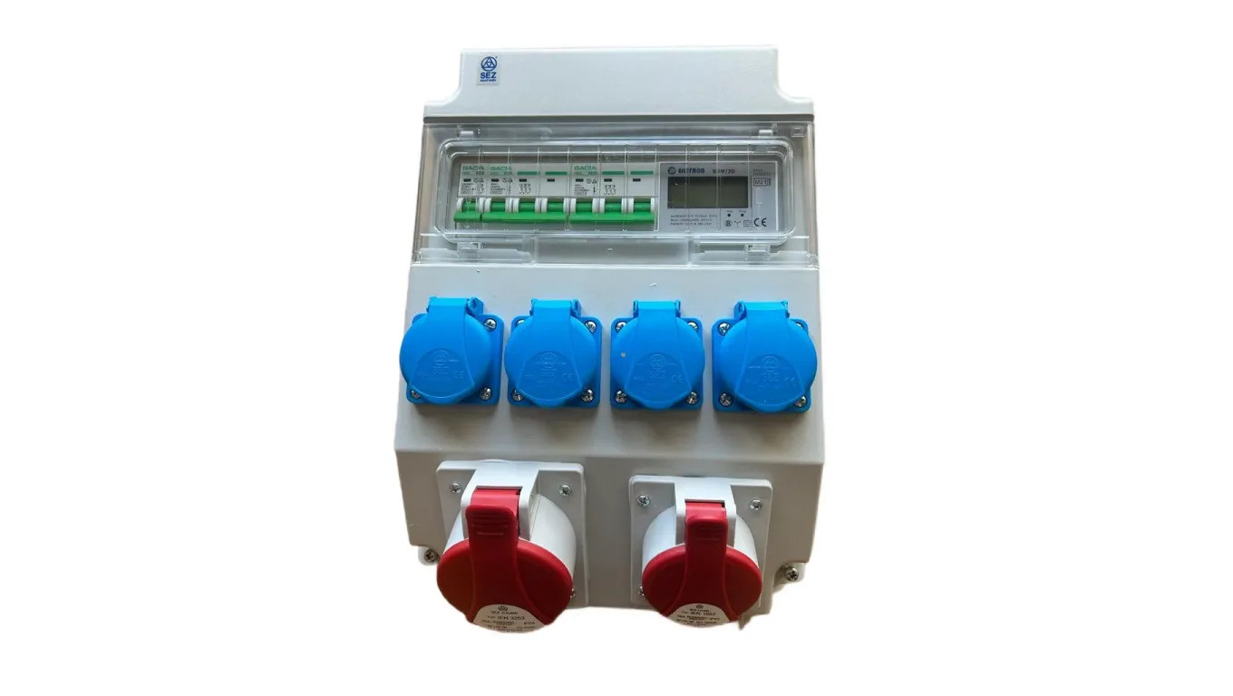 Rozdzielnica elektryczna CEE 32A 16A 230V z bezpiecznikami / licznik prądu LCD 97V-2