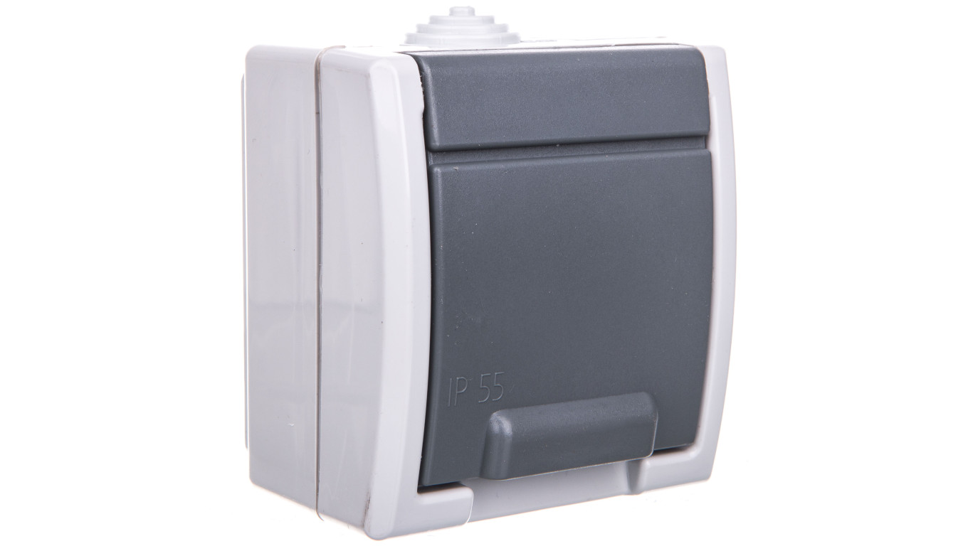 AQUANT Gniazdo hermetyczne pojedyncze SCHUKO n/t IP55 szare 1244-10