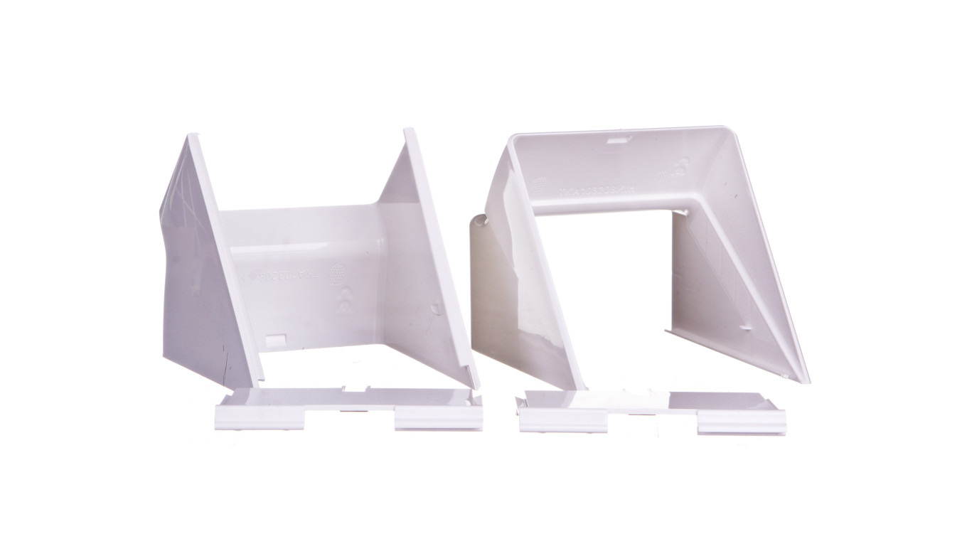 Simon Connect Kąt wewnętrzny regulowany Cabloplus PVC 90x55mm czysta biel TKA103208/9
