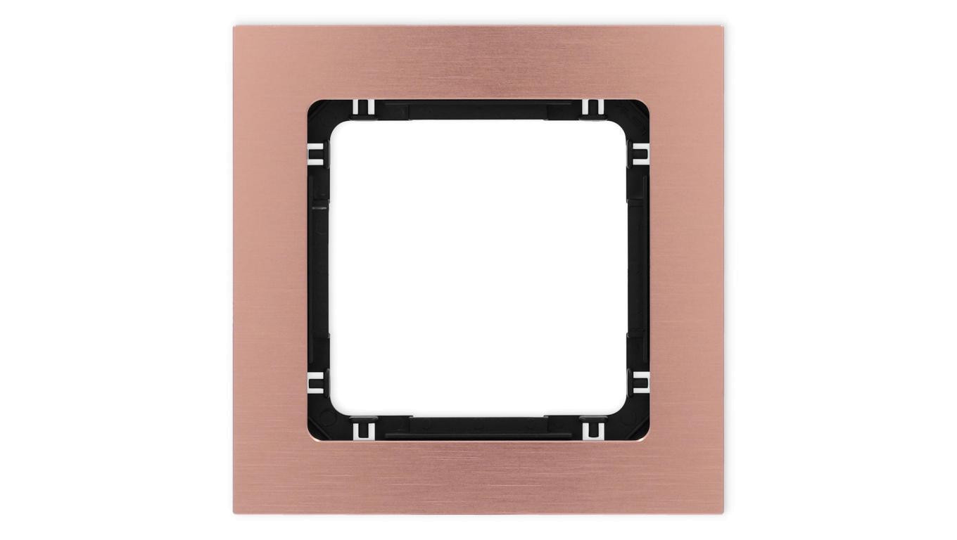 DECO Ramka uniwersalna pojedyncza - aluminium szczotkowane (ramka: kolor miedziany spód: czarny) 9-12-DRA-1