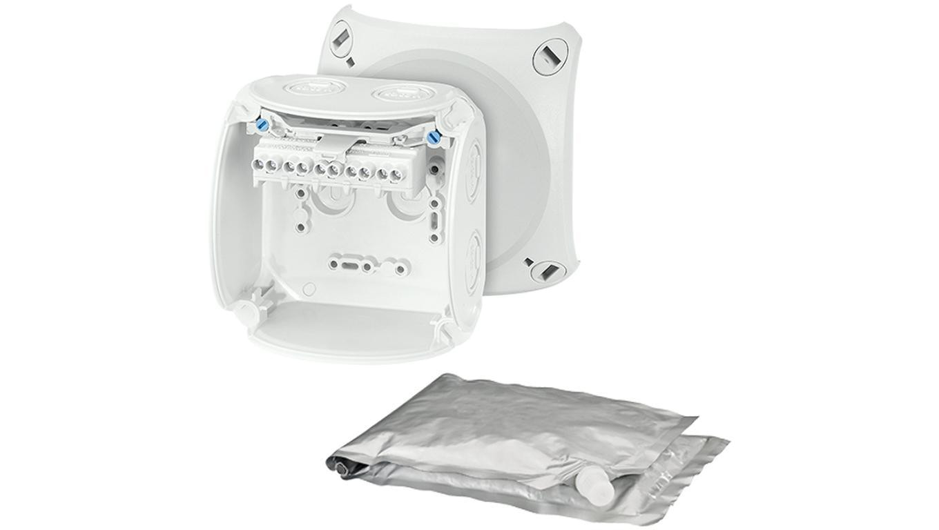 Puszka instalacyjna WP 0404 G natynkowa 104x104x70mm do wypełnienia masą uszczelniającą hermetyczna IP68 szara HENSEL