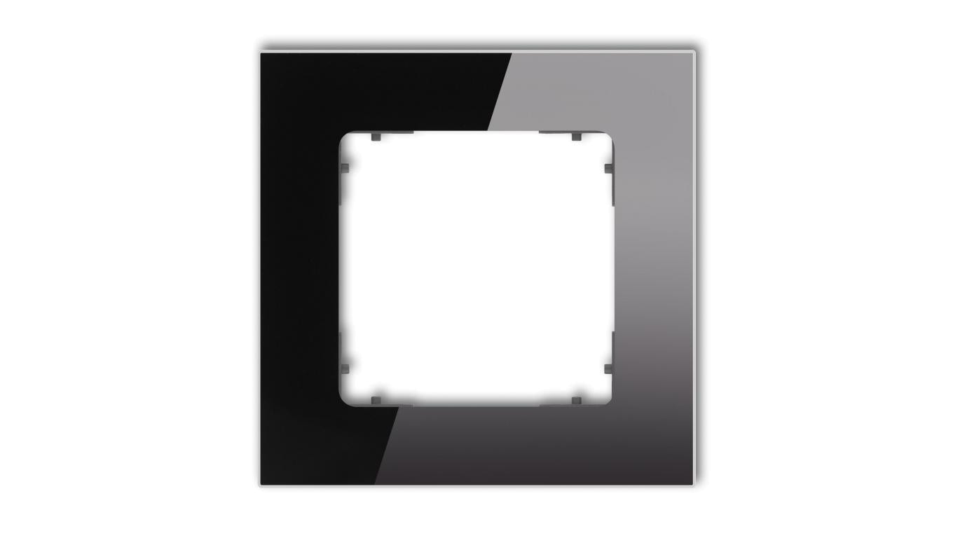 ICON Ramka uniwersalna pojedyncza kwadratowa - efekt szkła (ramka: czarna spód: grafitowy mat) 12-28-IRSK-1