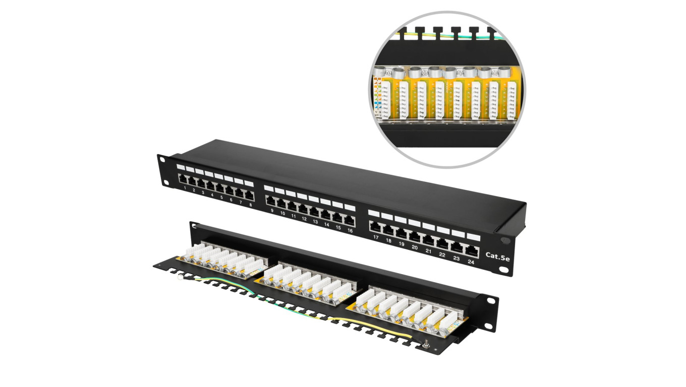 Patchpanel 24 porty Extralink CAT5E STP V2