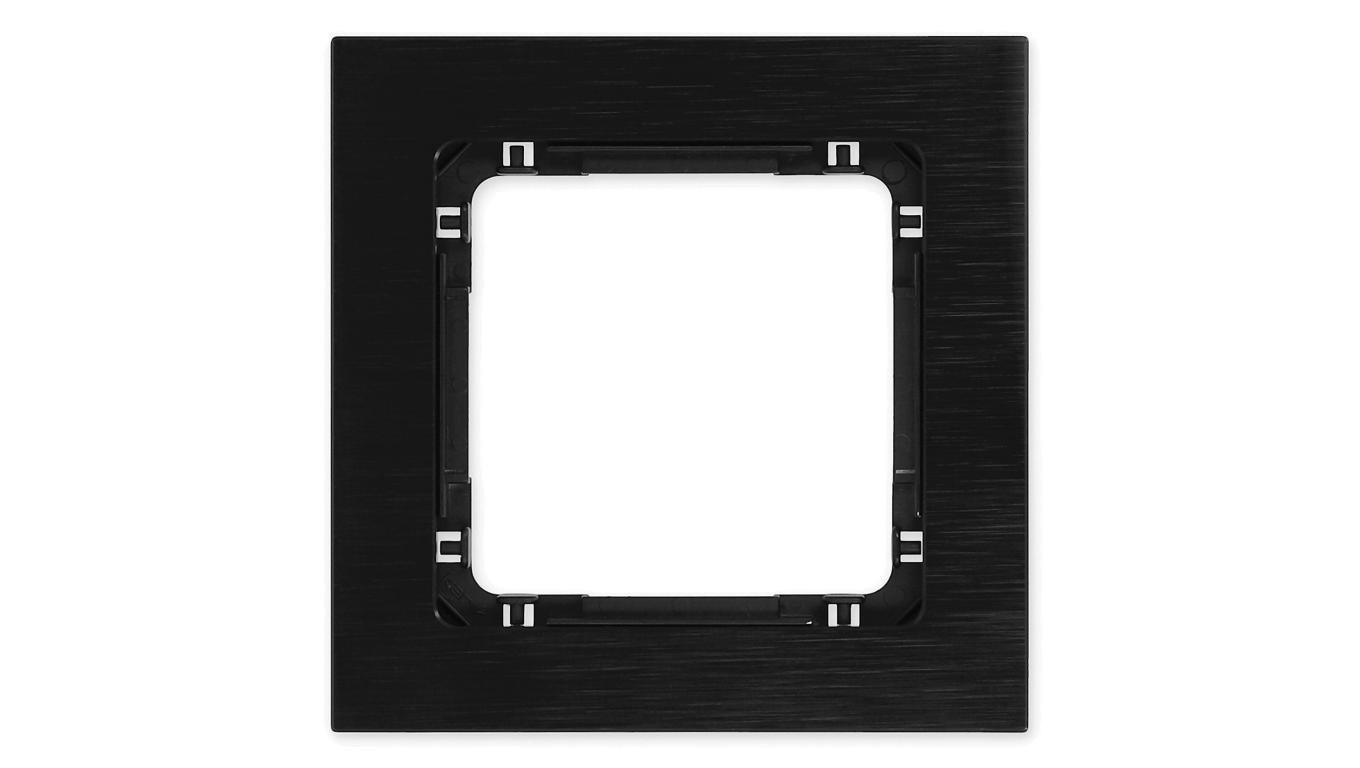 DECO Ramka uniwersalna pojedyncza - aluminium szczotkowane (ramka: czarna spód: czarny) 12-12-DRA-1