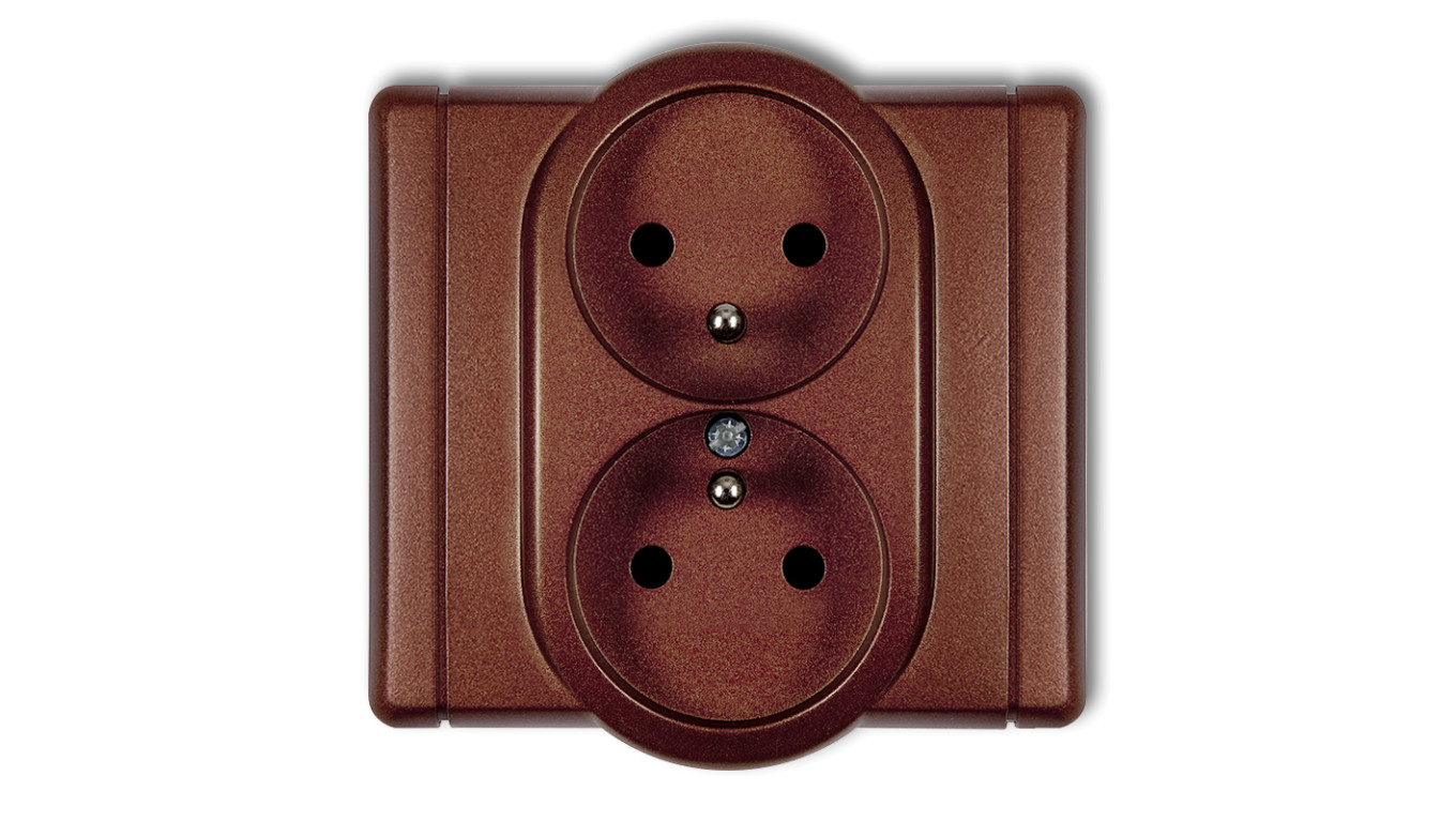 FLEXI Gniazdo podwójne z/u brązowy metalik 9FGP-2zp