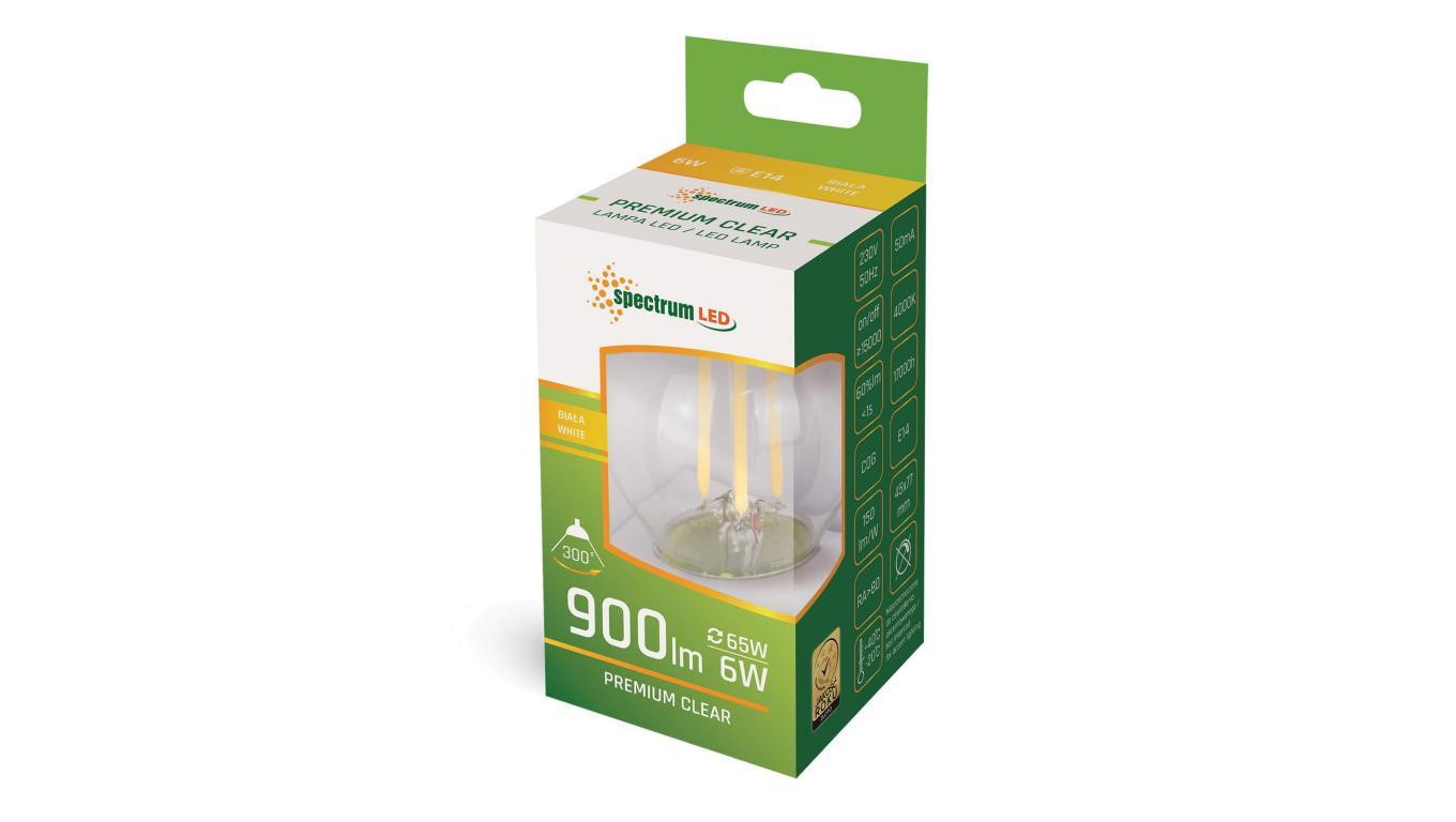 Żarówka LED filament E14 6W g45 mała kulka neutralna biała 4000K RETRO