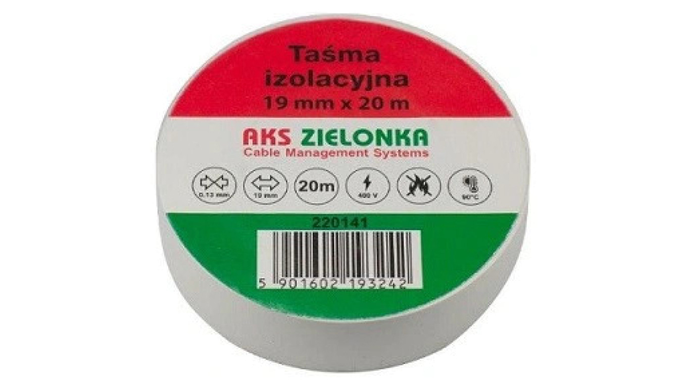 Taśma izolacyjna 19mm/20m biała AKS