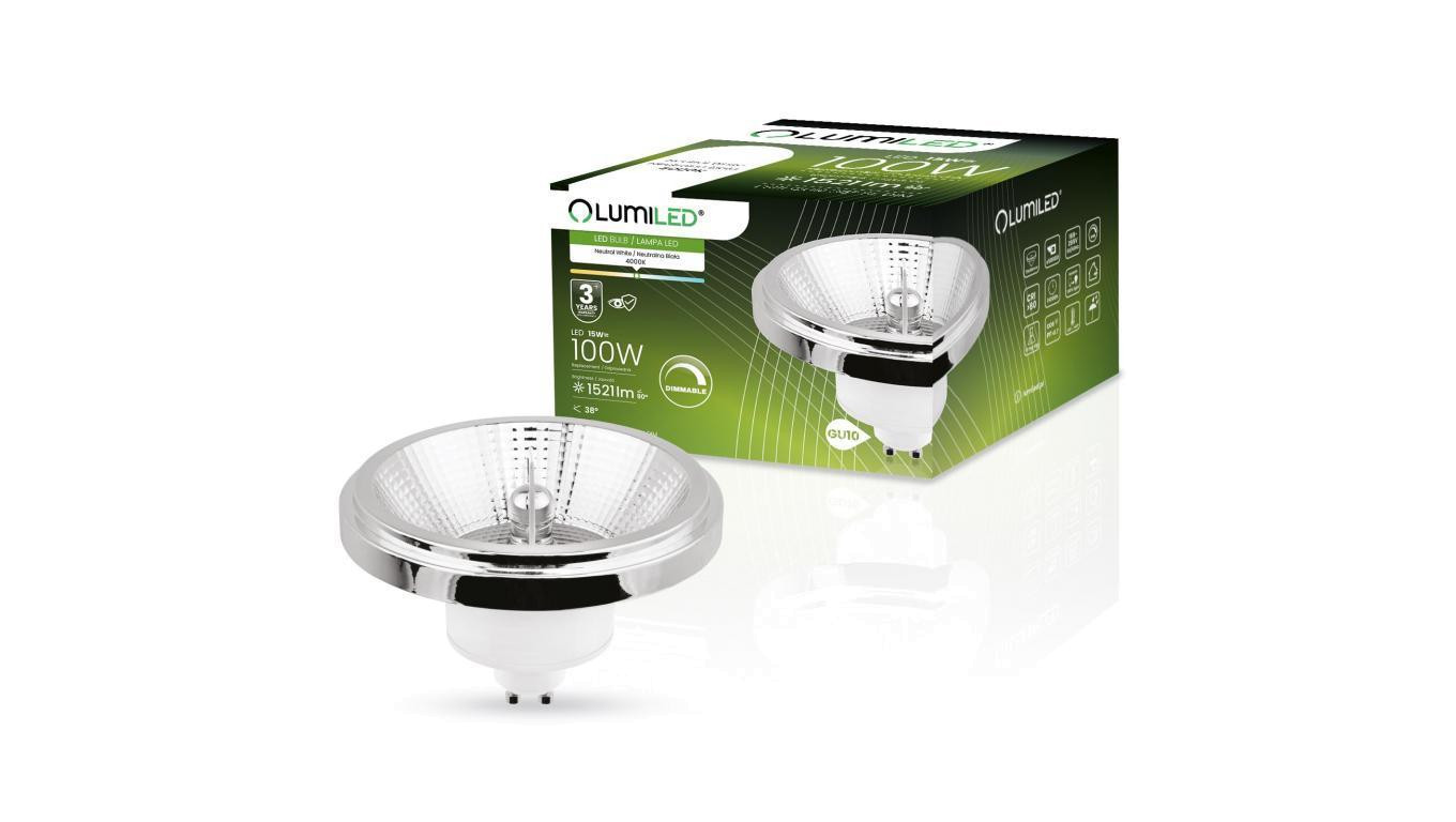 Żarówka LED GU10 ES111 15W = 100W 1521lm 4000K Neutralna 38 Srebrna Ściemnialna LUMILED
