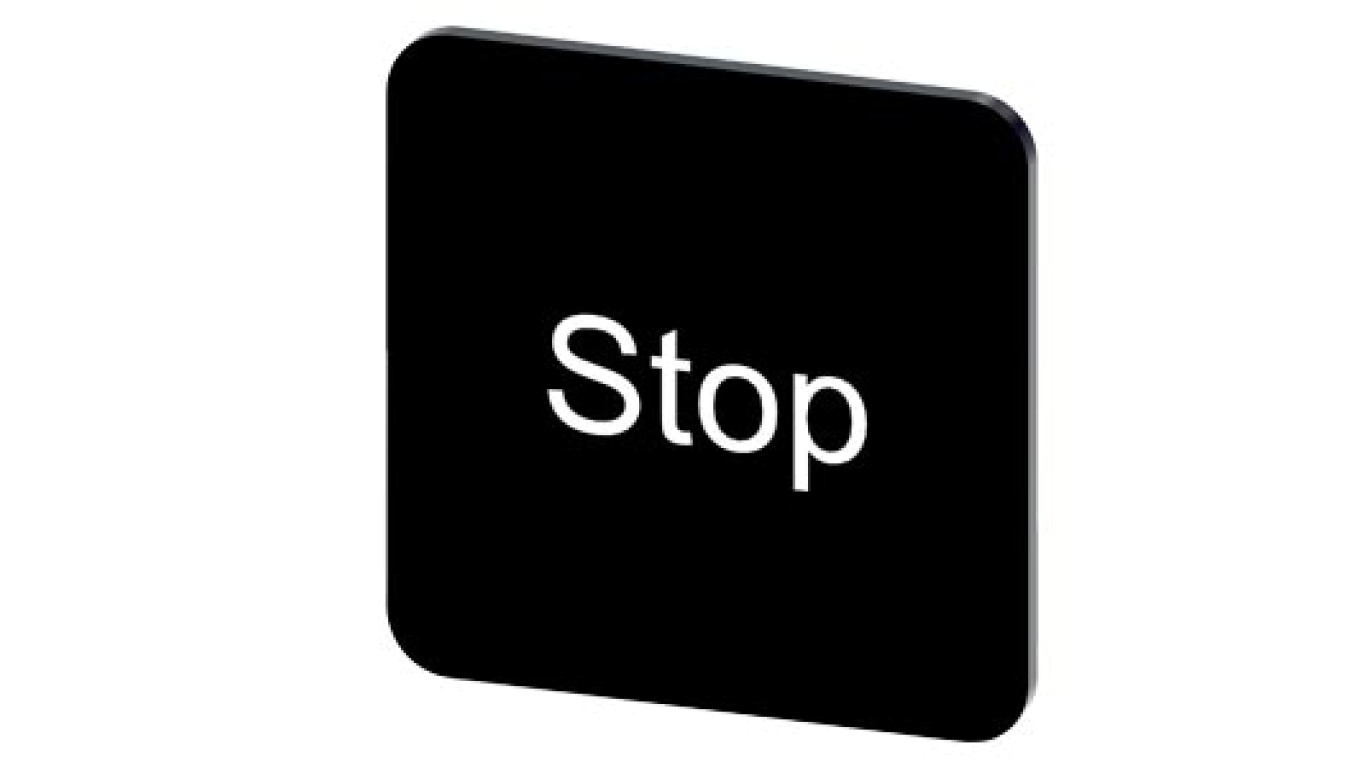 Etykieta samoprzylepna do kaset 22x22mm czarna inskrypcja /Stop/ SIRIUS ACT 3SU1900-0AF16-0DS0 /10szt./