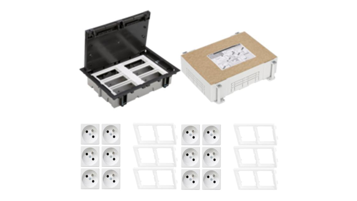 KONTAKT SIMON FLOOR BOX puszka podłogowa 12x gniazdo pojedyncze z/u + kaseta do wylewki