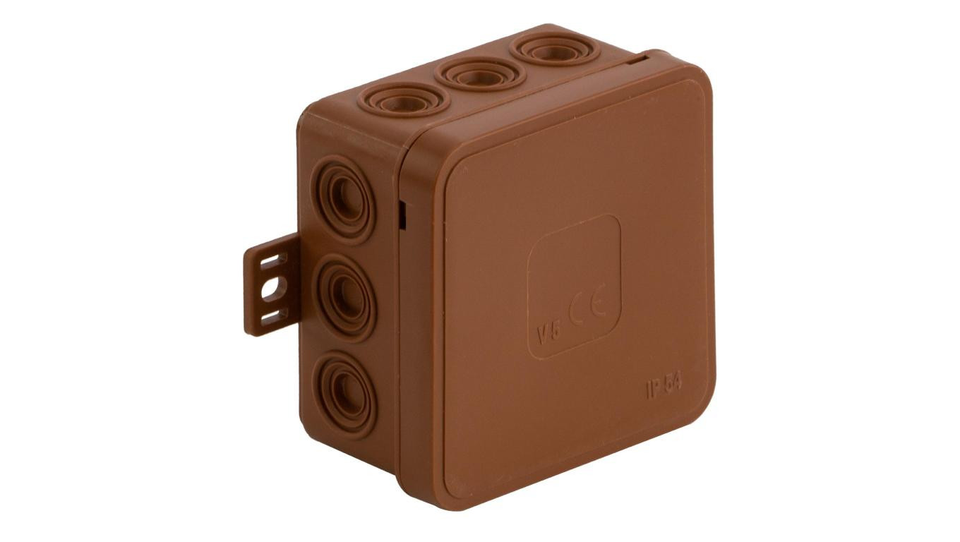 Puszka instalacyjna natynkowa typu KLIK 75x75x41mm hermetyczna IP54 brązowa ViPlast