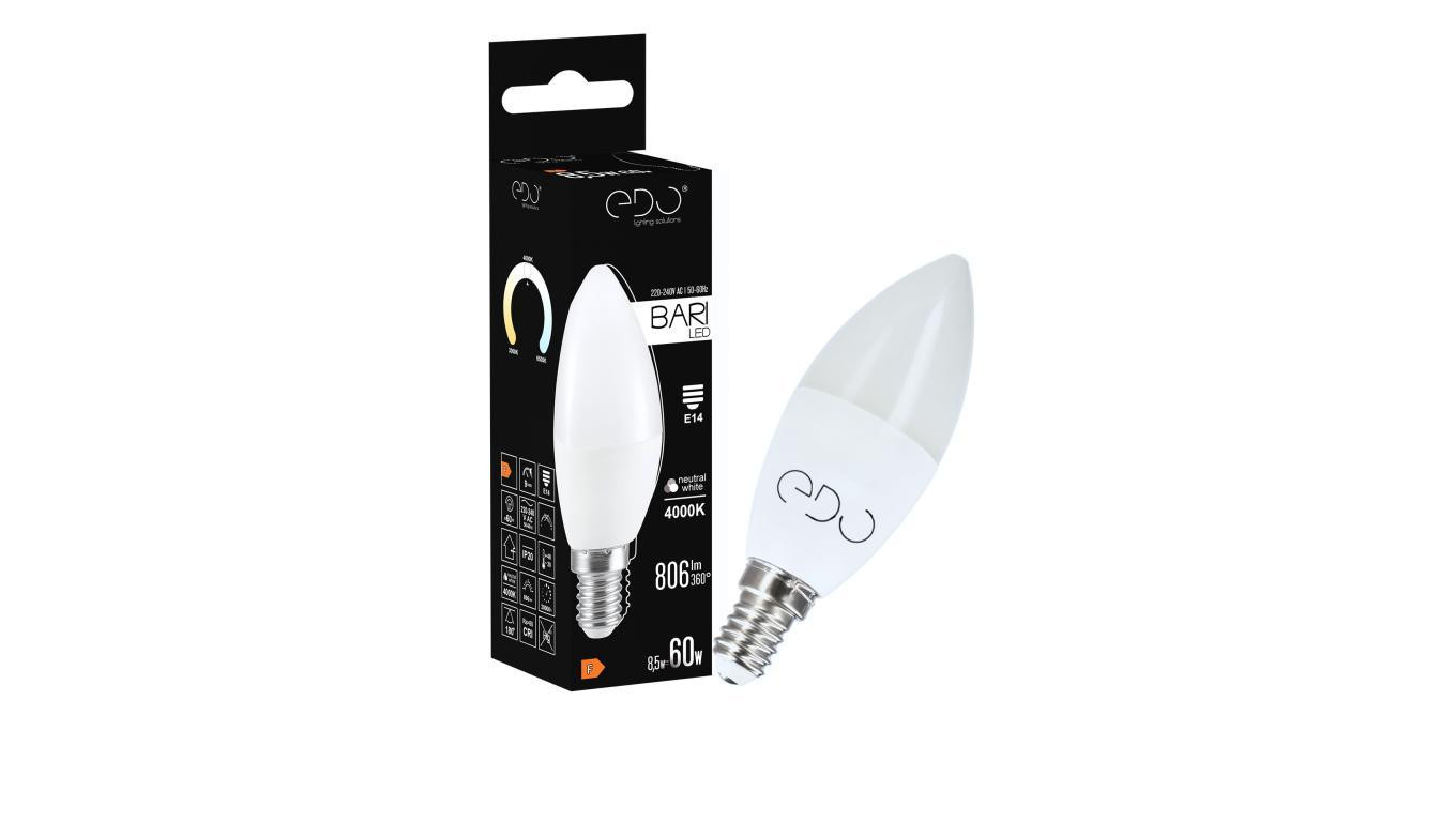 Żarówka BARI LED 8,5W NW świeczka, E14, 4000K, 806lm, 220-240V EDO777666 EDO