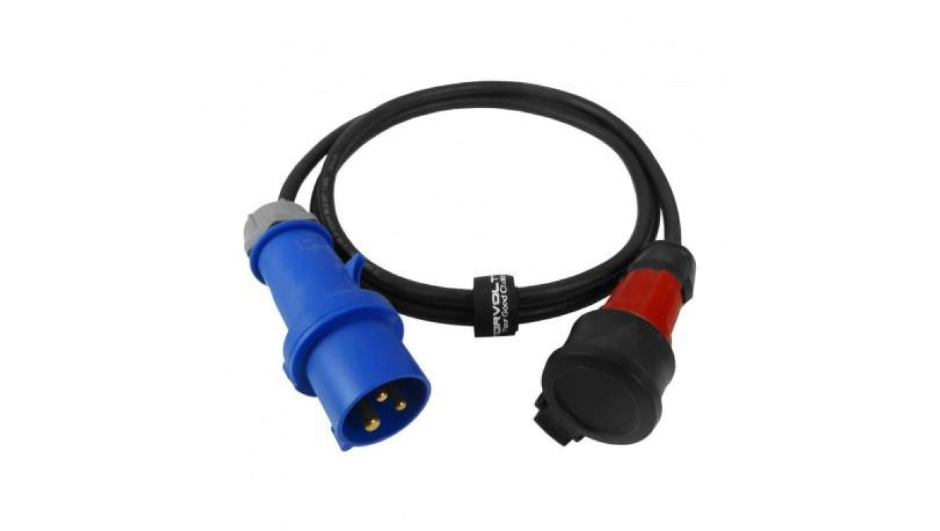 Kabel przejściowy 2m IP44 16A/230V z wtyczki kempingowej 16A/3P na gniazdo schuko 230V adapter przewód 3x1,5 Doktorvolt 2572