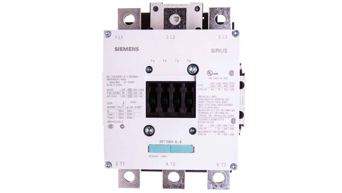 Stycznik mocy 225A 3P 220-240V AC 2Z 2R S10 3RT1064-6AP36